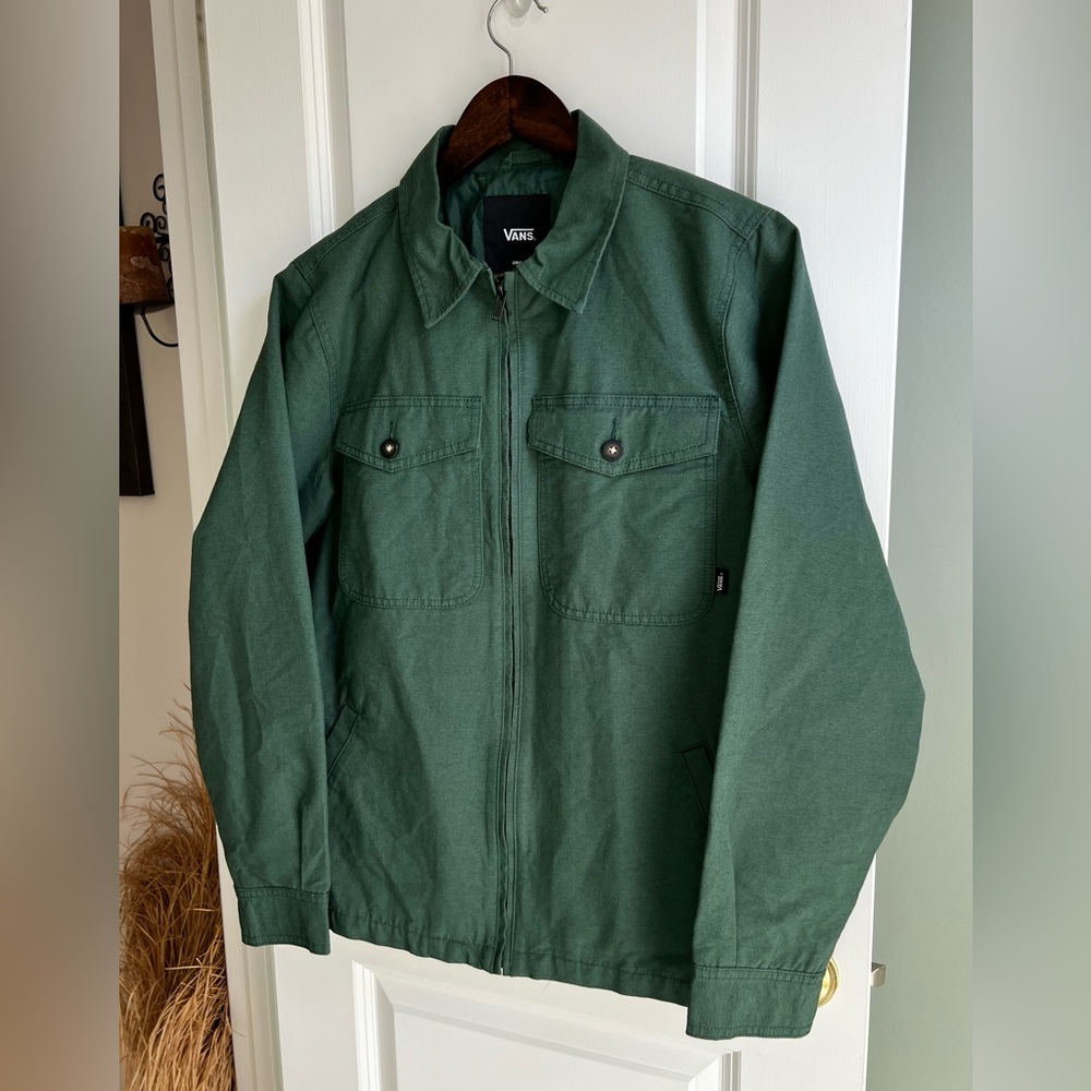 Vans Men's Green Canvas Collared Jacket - Size S